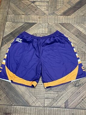 Reversible Men's Purple, white and gold Athletic basketball SEC Shorts -XXL